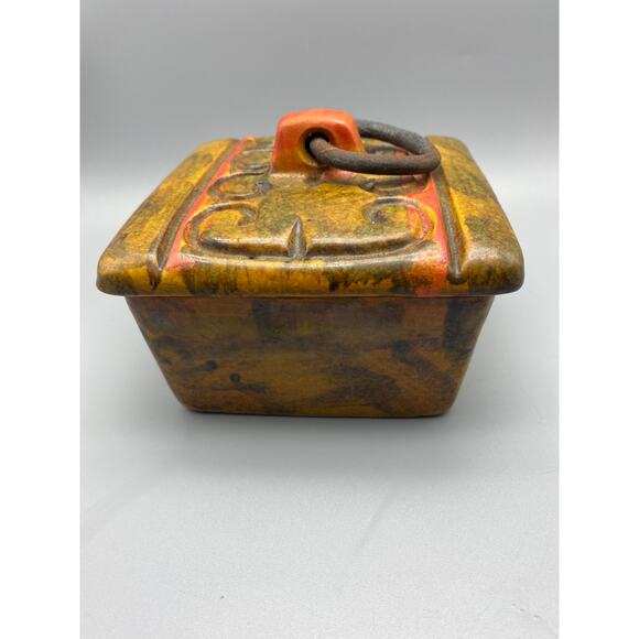 Bagni Orange Sea Garden Box Metal Pull,Bagni For Raymor,Ceramic Trinket Box MCM - Picture 7 of 10